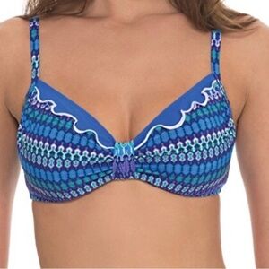 Profile By Gottex Underwire Blue Lagoon Bikini Top 34D NWT